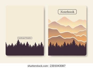 Abstract minimal mountain landscape notebook cover. Gradient mountains