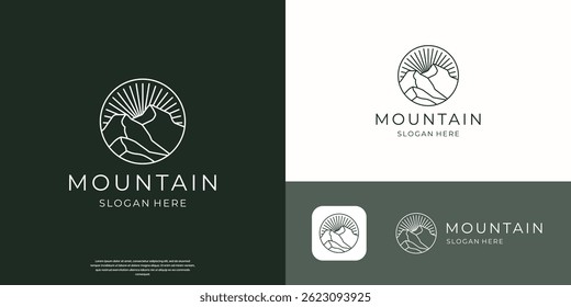 abstract minimal mountain logo design template