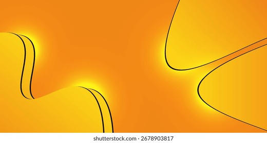 Abstract minimal neon orange background with glowing wavy lines. 3D rendering.