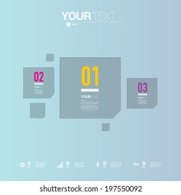 Abstract minimal numbered square text box design with color background and your text  can be used for workflow layout, number options, web design.  Eps 10 stock vector illustration 