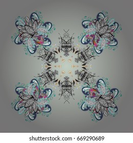 Abstract minimal ornamental pattern background. Vector snowflakes on a background.