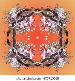 Abstract minimal ornamental pattern background. Vector snowflakes on a background.