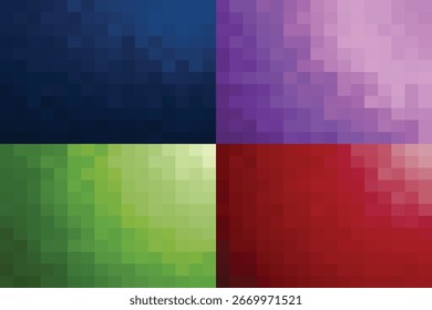Paquete mínimo abstracto de 4 píxeles de fondo rojo azul verde púrpura gradiente Plantilla de ilustración de color para el Anuncio de Web del cartel