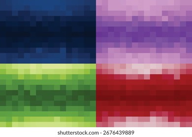 Paquete mínimo abstracto de 4 píxeles de fondo azul púrpura rojo verde gradiente Plantilla de ilustración de color para el Anuncio de Web de póster