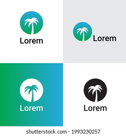 Resumen y diseño mínimo del logo de la palmera con concepto de lobo