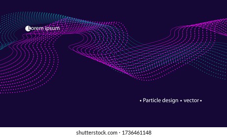 Abstract minimal particles dynamic wave. Trendy cover design. Vector