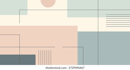 Fondo geométrico pastel mínimo Abstractas con composición de línea limpia