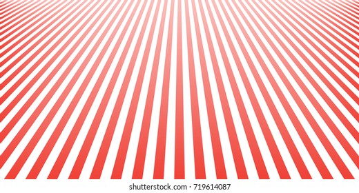 Abstract minimal perspective red and white stripes pattern wallpaper. Eps 10 stock vector illustration 