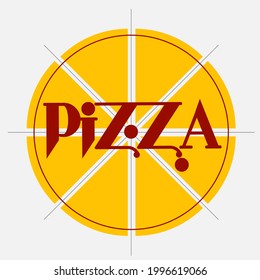 abstract minimal pizza logo of eight yellow slices