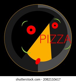abstract minimal pizza logo from geometric shapes on dark background