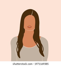Abstract minimal portrait of girls. Woman portraits. Beauty logo. Concept of females. Feminine power, an abstract figure without no face. Vector illustration for International Womens day