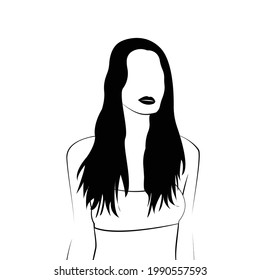Abstract minimal portrait of girls. Woman portraits. Beauty logo. Concept of females. Feminine power, an abstract figure without no face. Vector illustration for International Womens day
