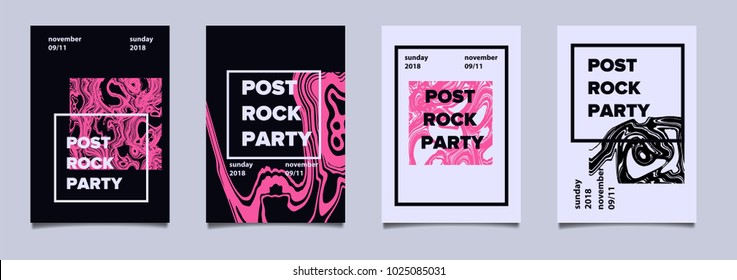 Abstract minimal poster set for music event.