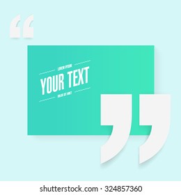 Abstract minimal quote marks with simple green background and your text 
Eps 10 stock vector illustration 