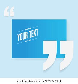 Abstract minimal quote marks with simple blue background and your text 
Eps 10 stock vector illustration 