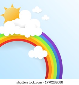 Abstract minimal  rain and cloud with butterfly presentation in a blue background, illustration 3d Vector EPS 10