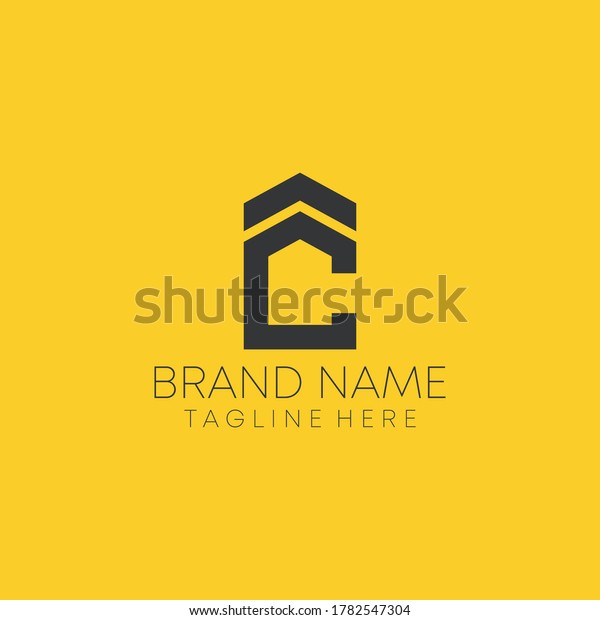 abstract minimal real estate c letter logo design\
vector. c letter ui icon.\
