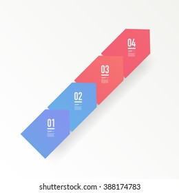 Abstract minimal red and blue arrows text box design with numbers and your text can be used for workflow layout, number options, web design. 
Eps 10 stock vector illustration