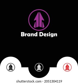Abstract and minimal rocket logo design in a circle