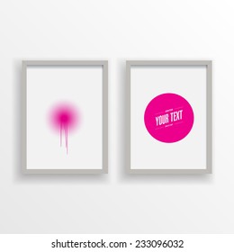 Abstract minimal round text box design in wooden picture frame on a wall  Eps 10 stock vector illustration 