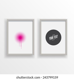 Abstract minimal round text box design in wooden picture frame on a wall  Eps 10 stock vector illustration 