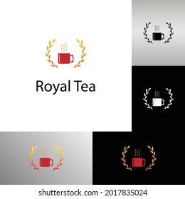 Resumen y mínima plantilla de diseño del logotipo del té real, diseño del logotipo de la taza, diseño del logotipo de la taza