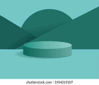 Abstract minimal scane with geometrie forms cylinder podium