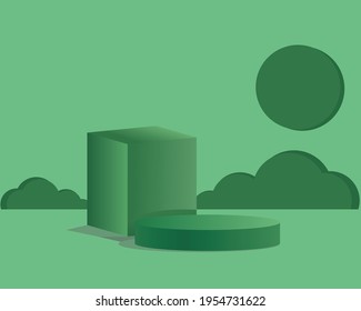 Abstrakter Minimalskanal mit geometrischen Formen Zylinderpodium