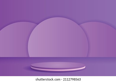 Resumen de escena mínima con formas geométricas. podio del cilindro en fondo morado, paro la presentación del producto de la imitación.