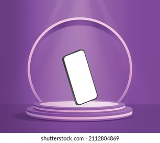 Resumen de escena mínima con formas geométricas. podio de cilindro en color pastel morado, fondo de presentación de producto de simulación de pie.