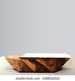 Abstrakte minimale geometrische Formen der Szene. hölzerner Podium-Minimalbühne oder -Plattform. 3D, motten