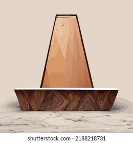 Abstract minimal scene geometric forms. wood podium minimal stage pedestal or platform.white