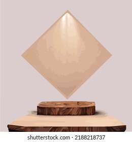 Abstract minimal scene geometric forms. wood podium minimal stage pedestal or platform.white