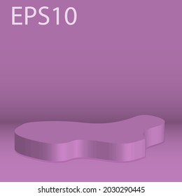 Abstract minimal scene with geometrical forms. Column podium in bright purole color Mock up scene to show products. Showcase, shopfront, display case