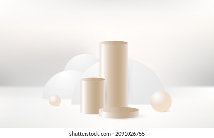 Abstract minimal scene with podium for product presentation. Vector illustration.