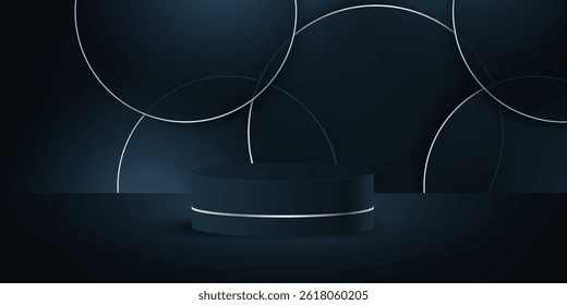 Abstract minimal scene. Minimal podium with soft material base. Soft podium stages and product showcase platform with covers and golden in round and square shape. 