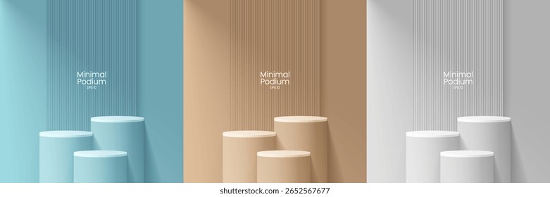 Abstrato cena mínima. Pódio mínimo com base de material macio. Palcos de pódio macio e plataforma de vitrine de produto com capas e dourado em forma redonda e quadrada. 