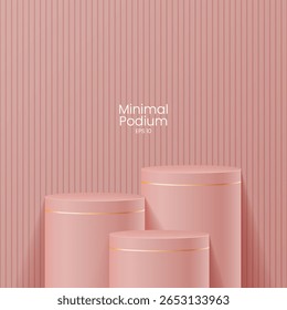 Escena mínima Abstractas. Podio mínimo con base de material suave. Suaves escenarios de podio y plataforma de escaparate de productos con cubiertas y dorado en forma redonda y cuadrada. 