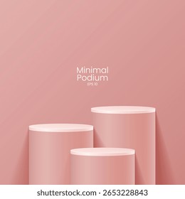 Abstrakte Minimalszene. Minimales Podium mit weicher Materialbasis. Weiche Podiumbühnen und Produkt-Showcase-Plattform mit Abdeckungen und goldenen in runden und quadratischen Form. 