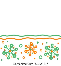 Abstract minimal seamless pattern background with copy space (place for your text). Vector green snowflakes on white background.