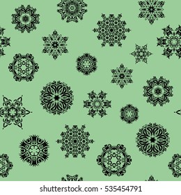 Abstract minimal seamless pattern background. Vector snowflakes on a neutral background.