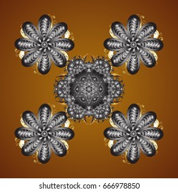 Abstract minimal seamless pattern background. Vector snowflakes on a brown background.
