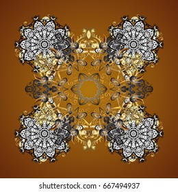 Abstract minimal seamless pattern background. Vector snowflakes on a brown background.