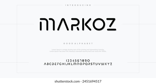 Abstrakte Minimal Shape Alphabet Schriftarten. Typografie Vintage-Vektorillustration