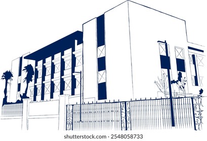 an abstract minimal sketch of a building