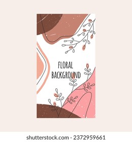 Abstract minimal story background for social media. Modern floral template design with organic fluid pattern, creative shapes and lines. Minimalistic natural backdrop. Flat vector illustration.
