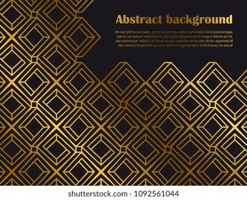 Abstract minimal style background pattern with golden geometric shapes. Vector illustration