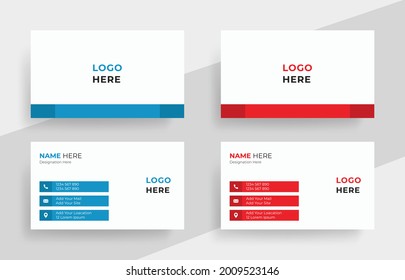 Abstract and Minimal Style Business Card Design Template, Modern Vector Shape Corporate Business Card 