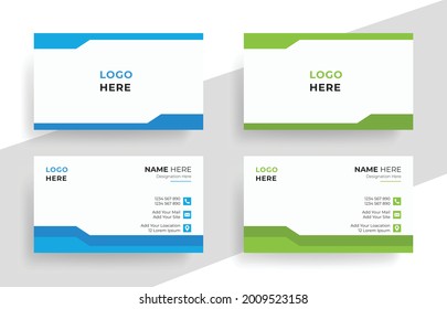 Abstract and Minimal Style Business Card Design Template, Modern Vector Shape Corporate Business Card 