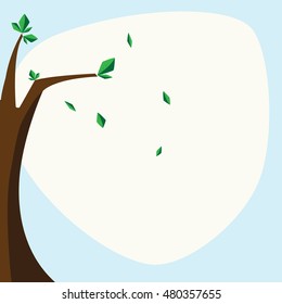 abstract minimal style frame with leaves fall down from the tree 